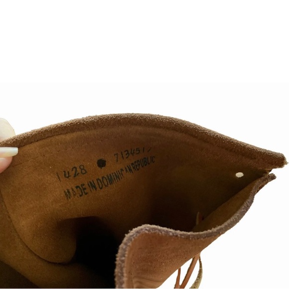 Vtg Minnetonka Womens US 7 Brown Suede Knee-High Lace-Up Fringe Moccasin Boots - Picture 4 of 8